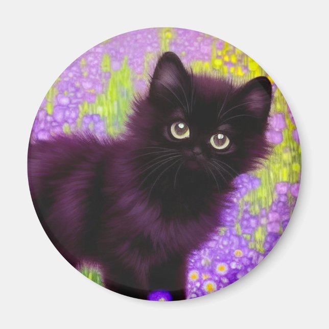 Gustav Klimt Black Kitten Magnet (Framsidan)