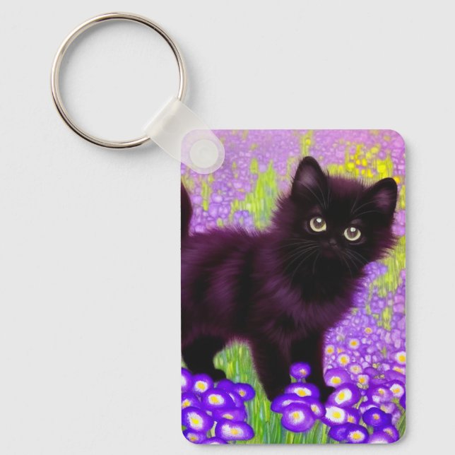 Gustav Klimt Black Kitten Nyckelring (Framsida)