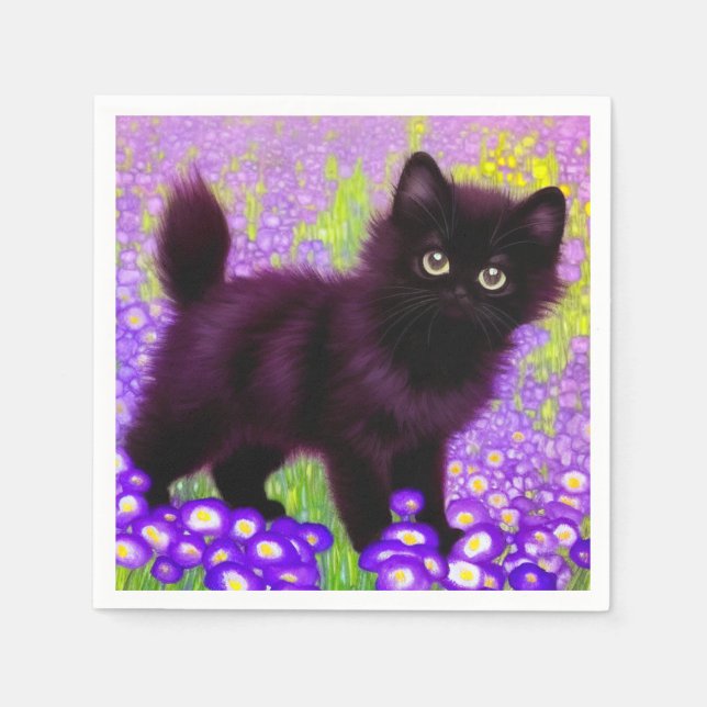 Gustav Klimt Black Kitten Pappersservett (Framsidan)
