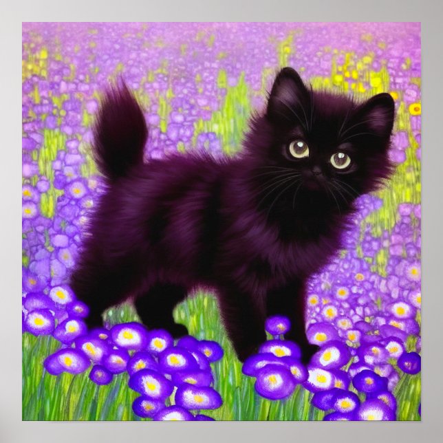 Gustav Klimt Black Kitten Poster (Framsidan)