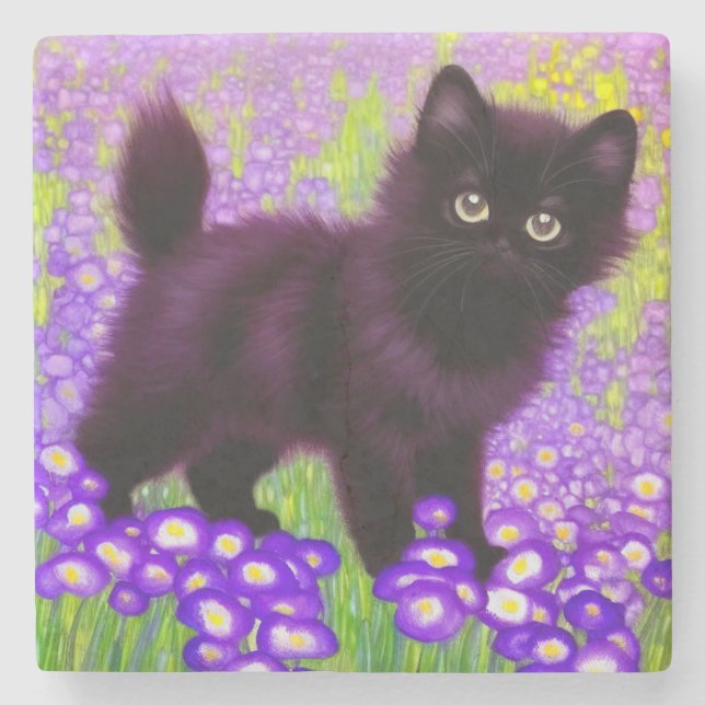 Gustav Klimt Black Kitten Stenunderlägg (Framsidan)