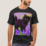 Gustav Klimt Black Kitten T Shirt<br><div class="desc">T-Shirt med en Gustav Klimt svart kattunge! Denna vidsynta skönhet finns i grönten fält i lila blommor. En tankfull gåva till kattälskare och österrikiska konstentusiaster!</div>