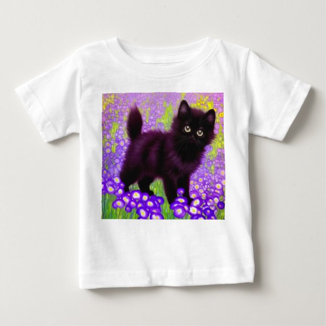 Gustav Klimt Black Kitten T Shirt (Framsida)