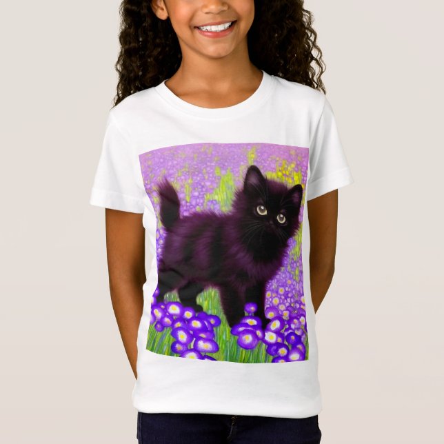 Gustav Klimt Black Kitten T Shirt (Framsida)