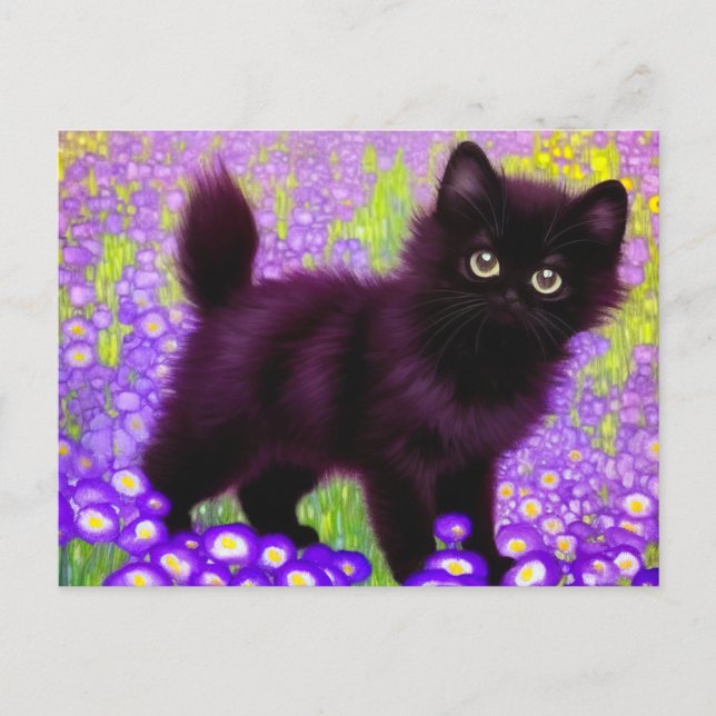 Gustav Klimt Black Kitten Vykort (Framsida)