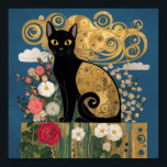 Gustav Klimt Blommigt Black Cat, Modern ectic Art Poster<br><div class="desc">Gustav Klimts "svarta katt i en Blomsterträdgård" är en levande och vismisk målning som fångar Art nouveau innersta väsen. Målningen har en slimmad svart katt med smart och vacker ögon, som ser fin ut i en symfoni med levande blommor. Kattens päls är en rik, svart mörk och blommorna är en...</div>