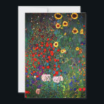 Gustav Klimt Blomsterträdgård<br><div class="desc">Kort med Gustav Klimts oljemålning Farm Garden med solblommor (1907). En vacker trädgård av solblommor och exquisite blue,  red,  lila,  rosa och vita blommor. En underbar gåva till fläkt av Art nouveau och österrikisk konst.</div>