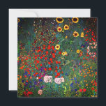 Gustav Klimt Blomsterträdgård<br><div class="desc">Kort med Gustav Klimts oljemålning Farm Garden med solblommor (1907). En vacker trädgård av solblommor och exquisite blue,  red,  lila,  rosa och vita blommor. En underbar gåva till fläkt av Art nouveau och österrikisk konst.</div>