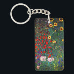 Gustav Klimt Blomsterträdgård<br><div class="desc">Keychain med Gustav Klimts oljemålning Farm Garden med solblommor (1907). En vacker trädgård av solblommor och grönblå,  röd,  lila,  rosa och vita blommor. En underbar gåva till fläkt av Art nouveau och österrikisk konst.</div>