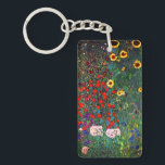 Gustav Klimt Blomsterträdgård<br><div class="desc">Keychain med Gustav Klimts oljemålning Farm Garden med solblommor (1907). En vacker trädgård av solblommor och grönblå,  röd,  lila,  rosa och vita blommor. En underbar gåva till fläkt av Art nouveau och österrikisk konst.</div>