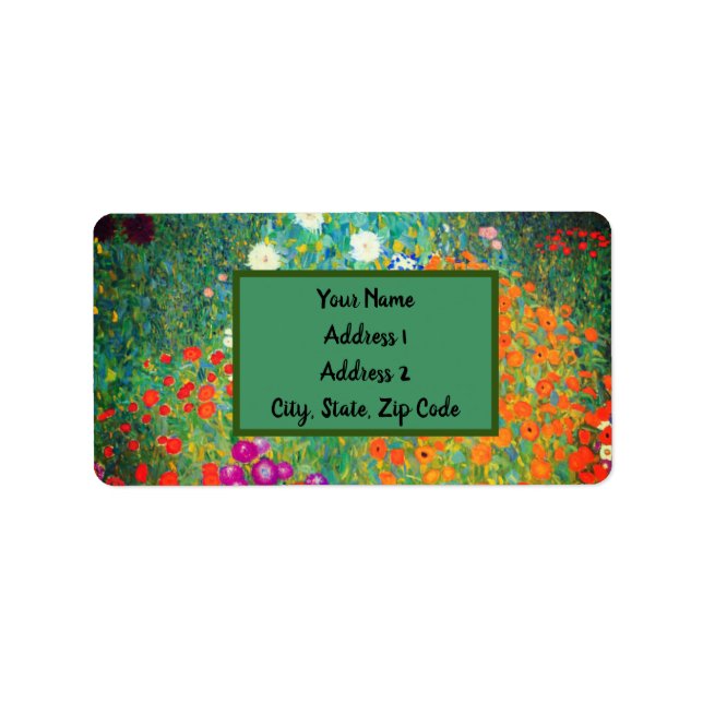 Gustav Klimt Blomsterträdgård Adressetikett (Framsidan)