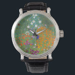 Gustav Klimt: Blomsterträdgård Armbandsur<br><div class="desc">En vacker klassisk klocka med en färgstark blomsterträdgård,  som målas av den österrikiska symbolmålaren Gustav Klimt.</div>