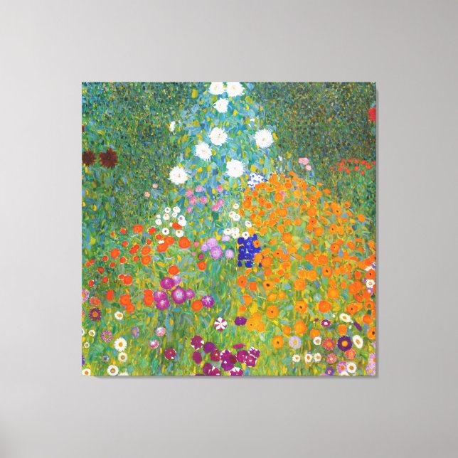 Gustav Klimt: Blomsterträdgård Canvastryck (Framsida)