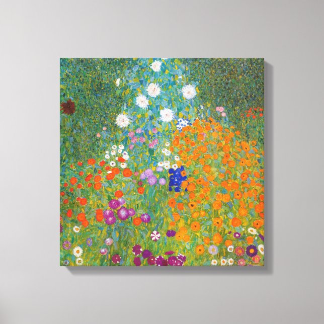 Gustav Klimt - Blomsterträdgård Canvastryck (Framsida)