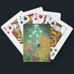 Gustav Klimt Blomsterträdgård Casinokort<br><div class="desc">Uppspelningskort med Gustav Klimts Blomsterträdgård för oljemålning (1906). En vacker trädgård av lila,  rött,  vitt,  blått och orange blommor. En underbar gåva till fläkt av Art nouveau och österrikisk konst.</div>
