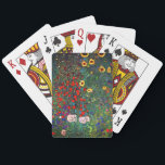 Gustav Klimt Blomsterträdgård Casinokort<br><div class="desc">Spelkort med Gustav Klimts oljemålning Farm Garden med solblommor (1907). En vacker trädgård av solblommor och exquisite blue,  red,  lila,  rosa och vita blommor. En underbar gåva till fläkt av Art nouveau och österrikisk konst.</div>