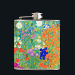 Gustav Klimt Blomsterträdgård Fickplunta<br><div class="desc">Kolv med Gustav Klimts Blomsterträdgård för oljemålning (1906). En vacker trädgård av lila,  rött,  vitt,  blått och orange blommor. En underbar gåva till fläkt av Art nouveau och österrikisk konst.</div>