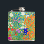 Gustav Klimt Blomsterträdgård Fickplunta<br><div class="desc">Kolv med Gustav Klimts Blomsterträdgård för oljemålning (1906). En vacker trädgård av lila,  rött,  vitt,  blått och orange blommor. En underbar gåva till fläkt av Art nouveau och österrikisk konst.</div>