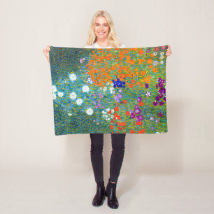 Gustav Klimt Blomsterträdgård Fleecefilt
