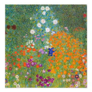 Gustav Klimt - Blomsterträdgård Fototryck