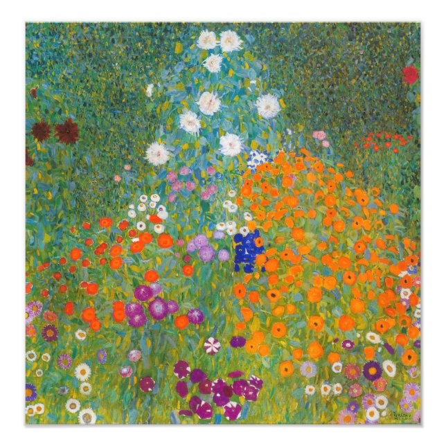 Gustav Klimt - Blomsterträdgård Fototryck (Framsidan)