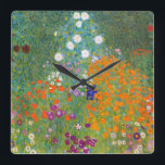 Gustav Klimt: blomsterträdgård Fyrkantig Klocka<br><div class="desc">En vacker klassisk väggklocka med en färgstark blomsterträdgård,  som målas av den österrikiska symbolmålaren Gustav Klimt.</div>