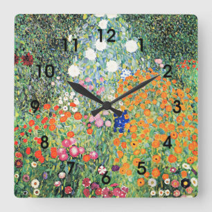 Gustav Klimt - Blomsterträdgård, Fyrkantig Klocka
