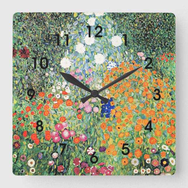 Gustav Klimt - Blomsterträdgård, Fyrkantig Klocka (Framsida)