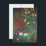 Gustav Klimt Blomsterträdgård Inbjudningar<br><div class="desc">Kort med Gustav Klimts oljemålning Farm Garden med solblommor (1907). En vacker trädgård av solblommor och grönblå,  röd,  lila,  rosa och vita blommor. En underbar gåva till fläkt av Art nouveau och österrikisk konst.</div>
