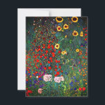 Gustav Klimt Blomsterträdgård Inbjudningar<br><div class="desc">Kort med Gustav Klimts oljemålning Farm Garden med solblommor (1907). En vacker trädgård av solblommor och grönblå,  röd,  lila,  rosa och vita blommor. En underbar gåva till fläkt av Art nouveau och österrikisk konst.</div>