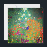Gustav Klimt Blomsterträdgård Inbjudningar<br><div class="desc">Kort med Gustav Klimts Blomsterträdgård för oljemålning (1906). En vacker trädgård av lila,  rött,  vitt,  blått och orange blommor. En underbar gåva till fläkt av Art nouveau och österrikisk konst.</div>