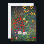 Gustav Klimt Blomsterträdgård Inbjudningar<br><div class="desc">Kort med Gustav Klimts oljemålning Farm Garden med solblommor (1907). En vacker trädgård av solblommor och exquisite blue,  red,  lila,  rosa och vita blommor. En underbar gåva till fläkt av Art nouveau och österrikisk konst.</div>