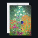 Gustav Klimt Blomsterträdgård Inbjudningar<br><div class="desc">Kort med Gustav Klimts Blomsterträdgård för oljemålning (1906). En vacker trädgård av lila,  rött,  vitt,  blått och orange blommor. En underbar gåva till fläkt av Art nouveau och österrikisk konst.</div>