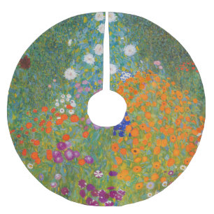 Gustav Klimt - Blomsterträdgård Julgransmatta Borstad Polyester
