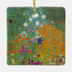 Gustav Klimt - Blomsterträdgård Julgransprydnad Keramik