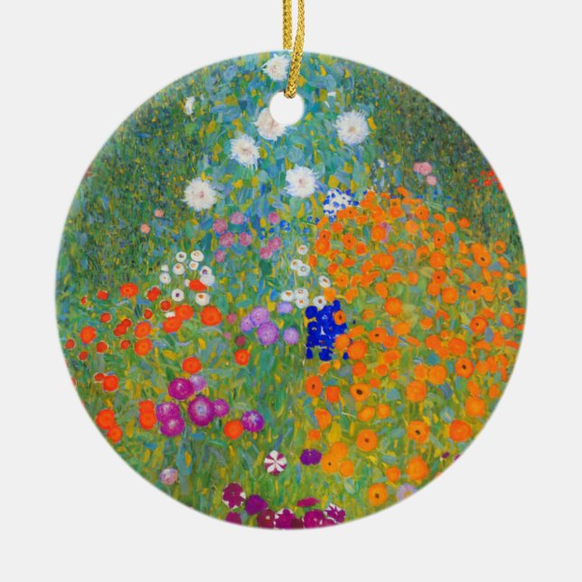 Gustav Klimt Blomsterträdgård Julgransprydnad Keramik (Framsidan)