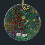 Gustav Klimt Blomsterträdgård Julgransprydnad Keramik<br><div class="desc">Ornament med oljemålningen Gustav Klimt’s Farm Garden med solblommor (1907). En vacker trädgård av solblommor och grönblå,  röd,  lila,  rosa och vita blommor. En underbar gåva till fläkt av Art nouveau och österrikisk konst.</div>