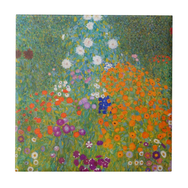 Gustav Klimt - Blomsterträdgård Kakelplatta (Framsidan)