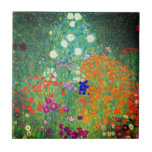 Gustav Klimt Blomsterträdgård Kakelplatta<br><div class="desc">Tile med Gustav Klimts Blomsterträdgård för oljemålning (1906). En vacker trädgård av lila,  rött,  vitt,  blått och orange blommor. En underbar gåva till fläkt av Art nouveau och österrikisk konst.</div>