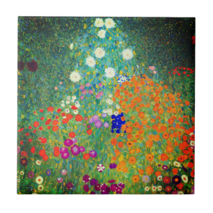 Gustav Klimt Blomsterträdgård Kakelplatta