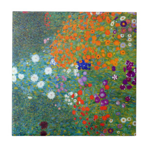 Gustav Klimt Blomsterträdgård Kakelplatta