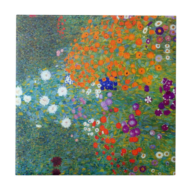 Gustav Klimt Blomsterträdgård Kakelplatta (Framsidan)