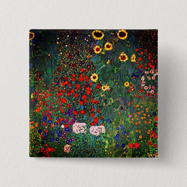 Gustav Klimt Blomsterträdgård Knapp (Framsida)