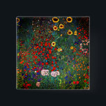 Gustav Klimt Blomsterträdgård Knapp<br><div class="desc">Button med färgerna Gustav Klimts oljemålning Farm Garden med solblommor (1907). En vacker trädgård av solblommor och exquisite blue,  red,  lila,  rosa och vita blommor. En underbar gåva till fläkt av Art nouveau och österrikisk konst.</div>