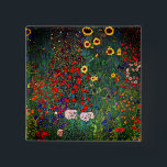 Gustav Klimt Blomsterträdgård Knapp<br><div class="desc">Button med färgerna Gustav Klimts oljemålning Farm Garden med solblommor (1907). En vacker trädgård av solblommor och exquisite blue,  red,  lila,  rosa och vita blommor. En underbar gåva till fläkt av Art nouveau och österrikisk konst.</div>