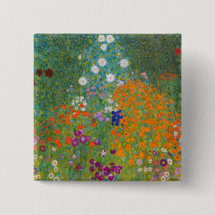 Gustav Klimt - Blomsterträdgård Knapp