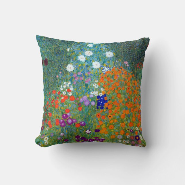 Gustav Klimt Blomsterträdgård Kudde (Framsida)