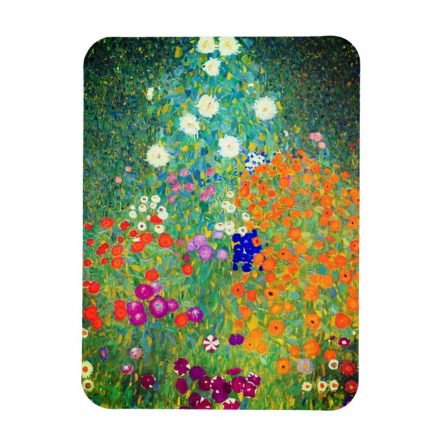 Gustav Klimt Blomsterträdgård Magnet (Vertikal)