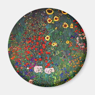 Gustav Klimt Blomsterträdgård Magnet