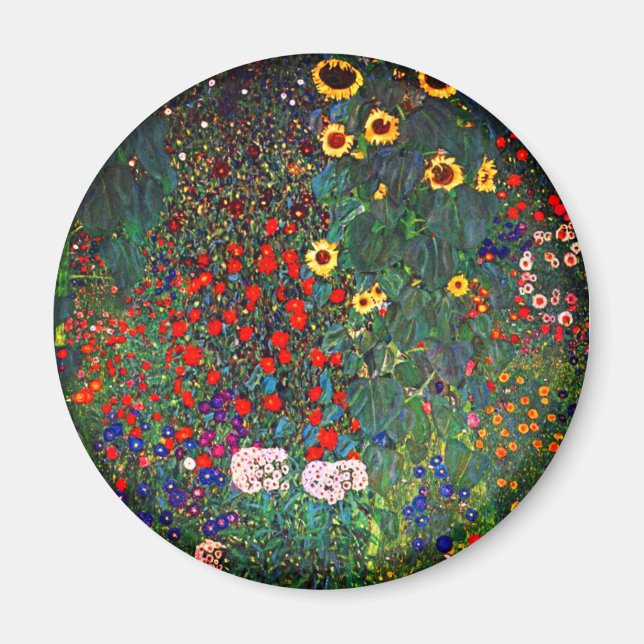 Gustav Klimt Blomsterträdgård Magnet (Framsidan)